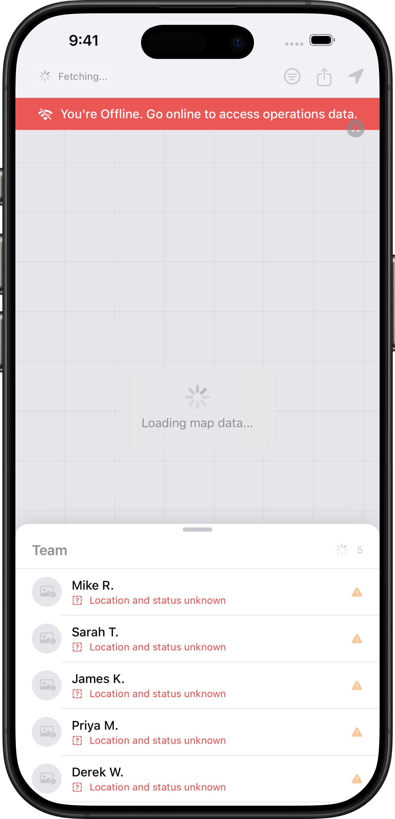 App showing no connection error