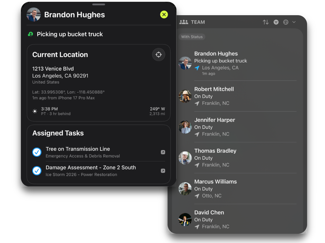 Vector live team tracking