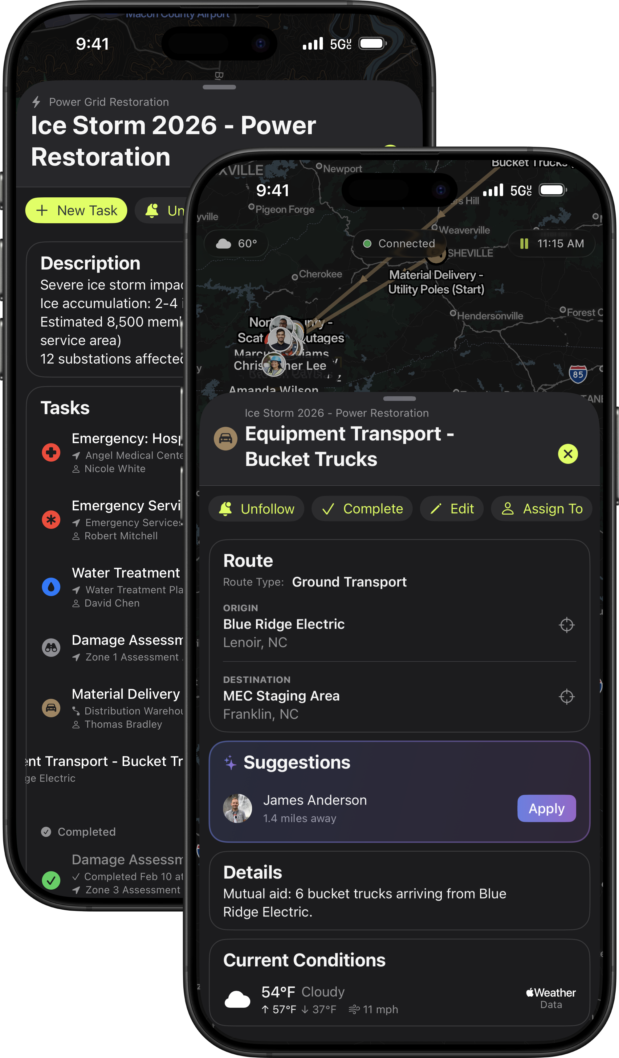 Vector operations task management interface
