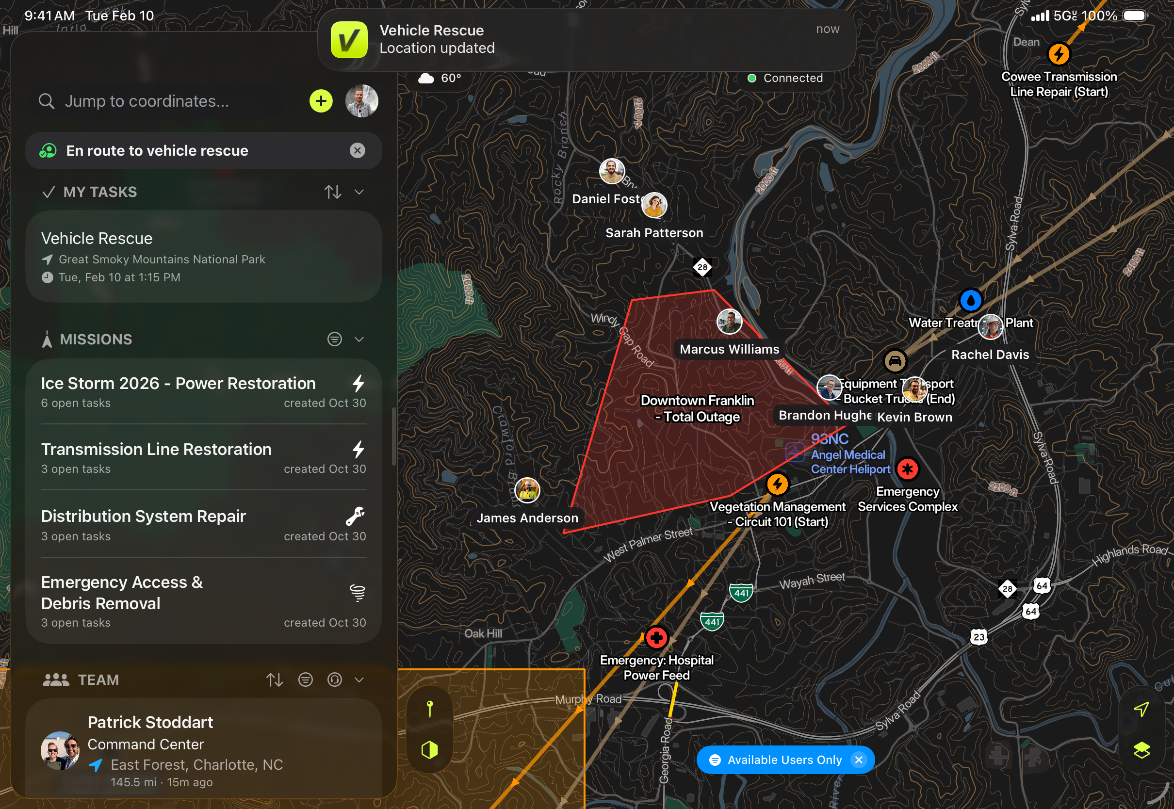 Vector operations platform — iPad view